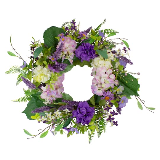 26" Purple Hydrangea & Foliage Spring Floral Twig Wreath By Northlight | Michaels®